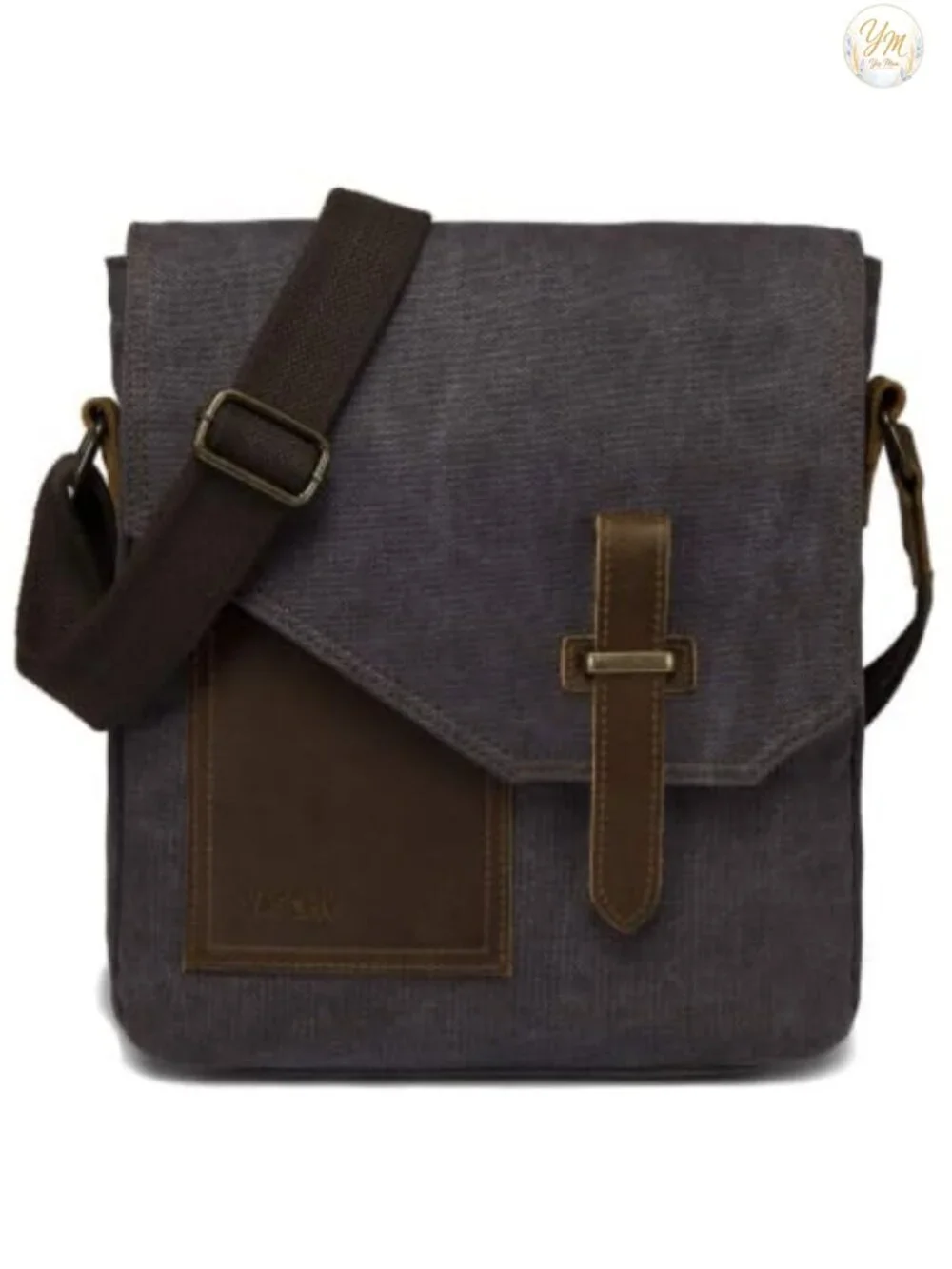 Genuine Leather Canvas Messenger Bag Crossbody Anti-Theft Unisex